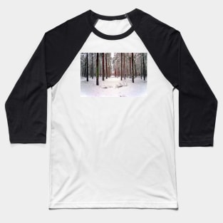 Red Trees in the Winter Forest Baseball T-Shirt